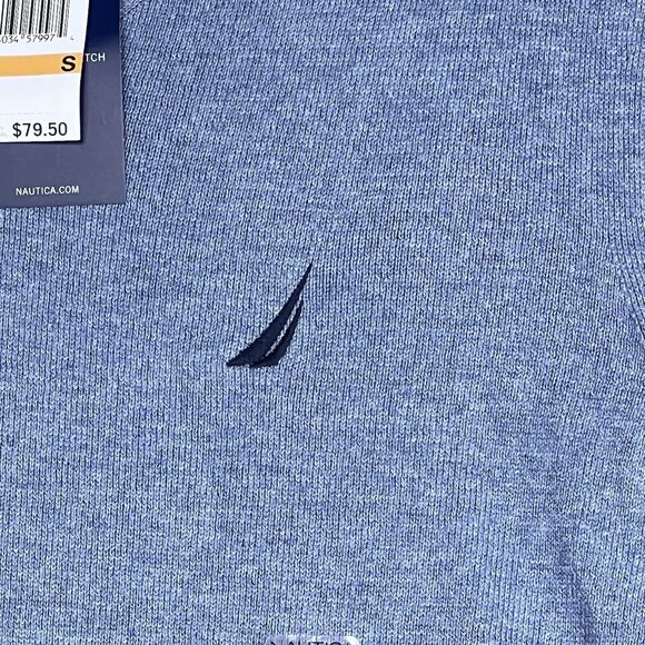 NAUTICA Sweater Mens Small Blue Long Sleeve V-Neck Thin Lightweight Navtech NWT - Picture 3 of 12